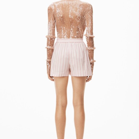 NWT Alexander Wang Classic Boxer Shorts with Clear Bead Hotfix Pink Small $795 - Picture 5 of 7